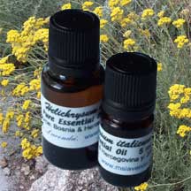 Samples of Helichrysum oil bottles